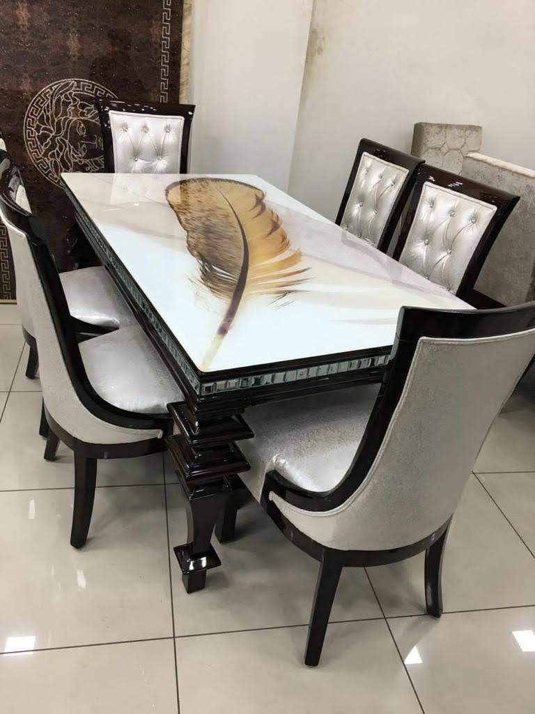 Elegant Wooden Dining Table Set – 6 Seater